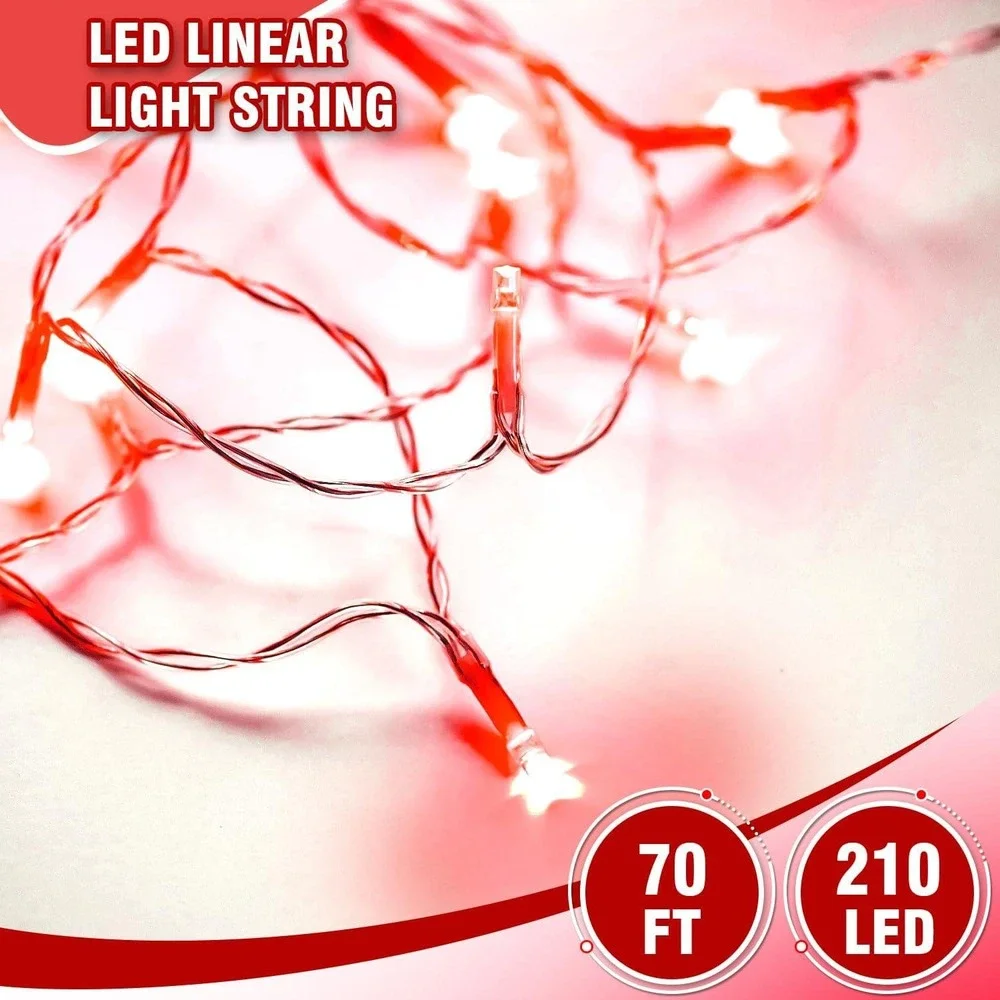 Wastroyal 70ft Red‎ LED String Lights 210LED 8 Modes Outdoor Indoor Halloween